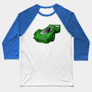 Green sports car with airfoil illustration Baseball T-Shirt